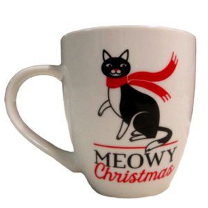 Meowy Christmas Cup Mug Black White Tuxedo Cat Sleigh Bell Bistro